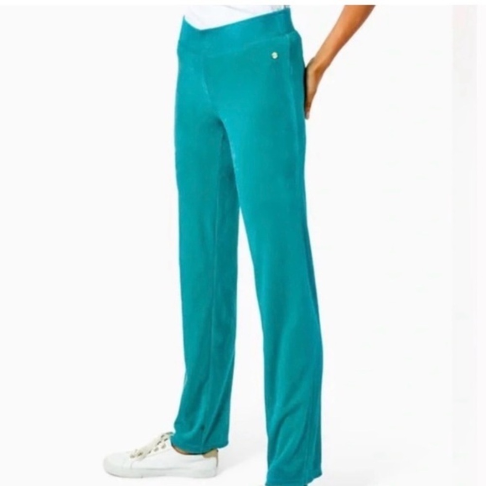 Lilly Pulitzer Dorsey Velour Pants Maldives Green M